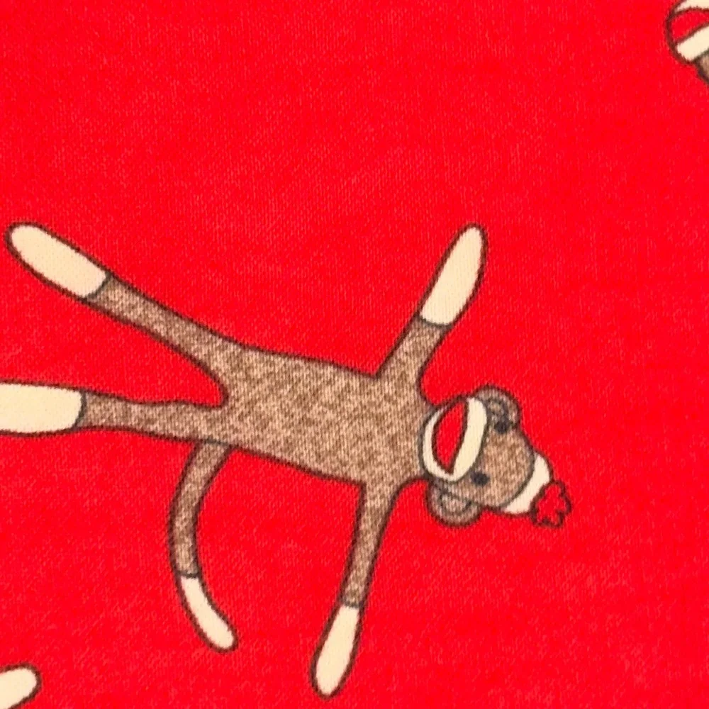 Handmade Sock Monkey Tote Bag, Red Brown Corduroy Bottom,‎ Organizer, Cute